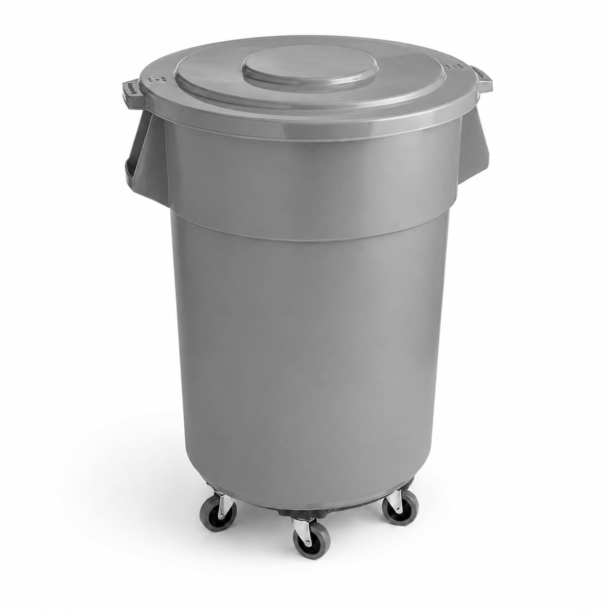 Commercial Trash Can with Lid and Dolly by Glownary – 55 Gallon, 55.0 gallons, Resin, Gray, Model 475tc55gykit