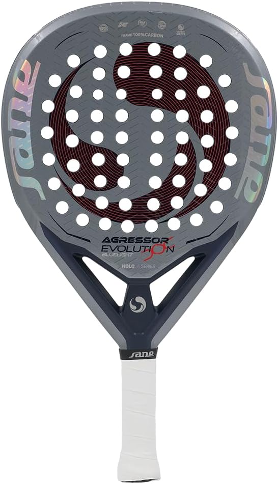 SANE Aggressor Evolution BlueLight Padel Racquet, 355+/-10 g, NanoGraf Fiber, Pro Touch Core