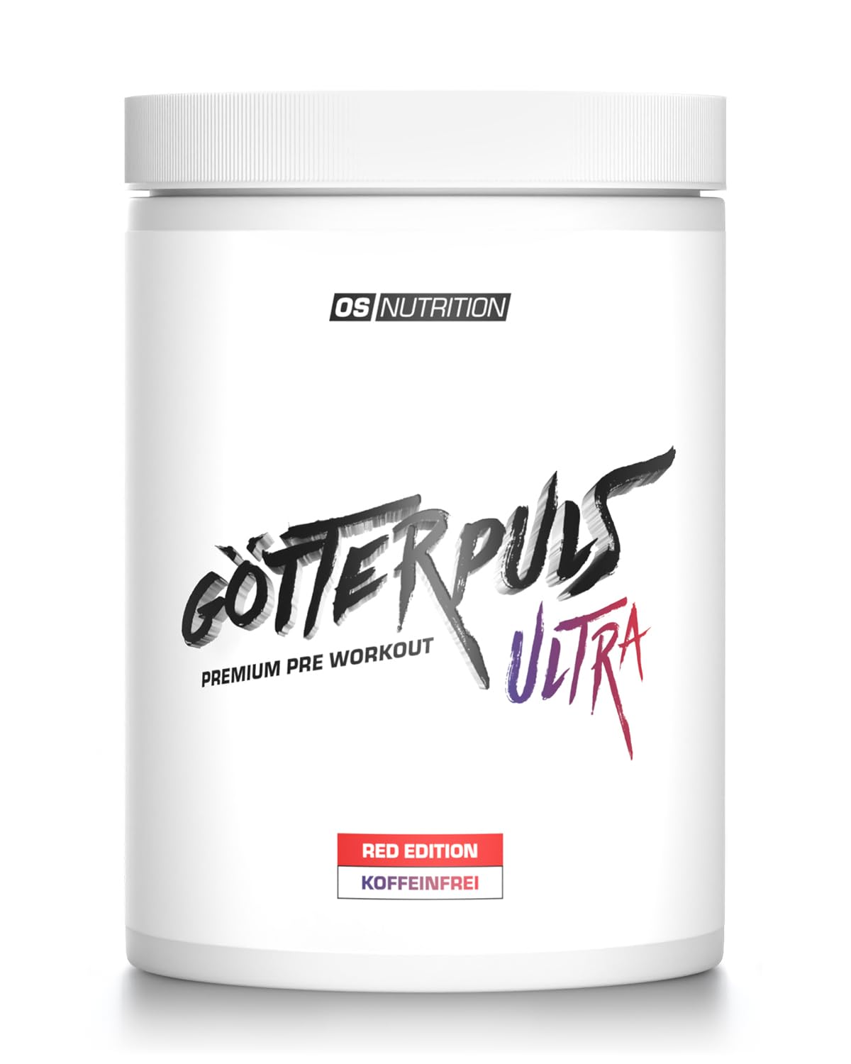 Götterpuls ULTRA Pre Workout (koffeinfrei) 480g Pulver RED EDITION | L-Citrullin, OXYSTORM, Citicolin & Cyclic Dextrin – Vegan – 480g Pulver – 20 Portionen – Himbeere-Kirsche-Erdbeere