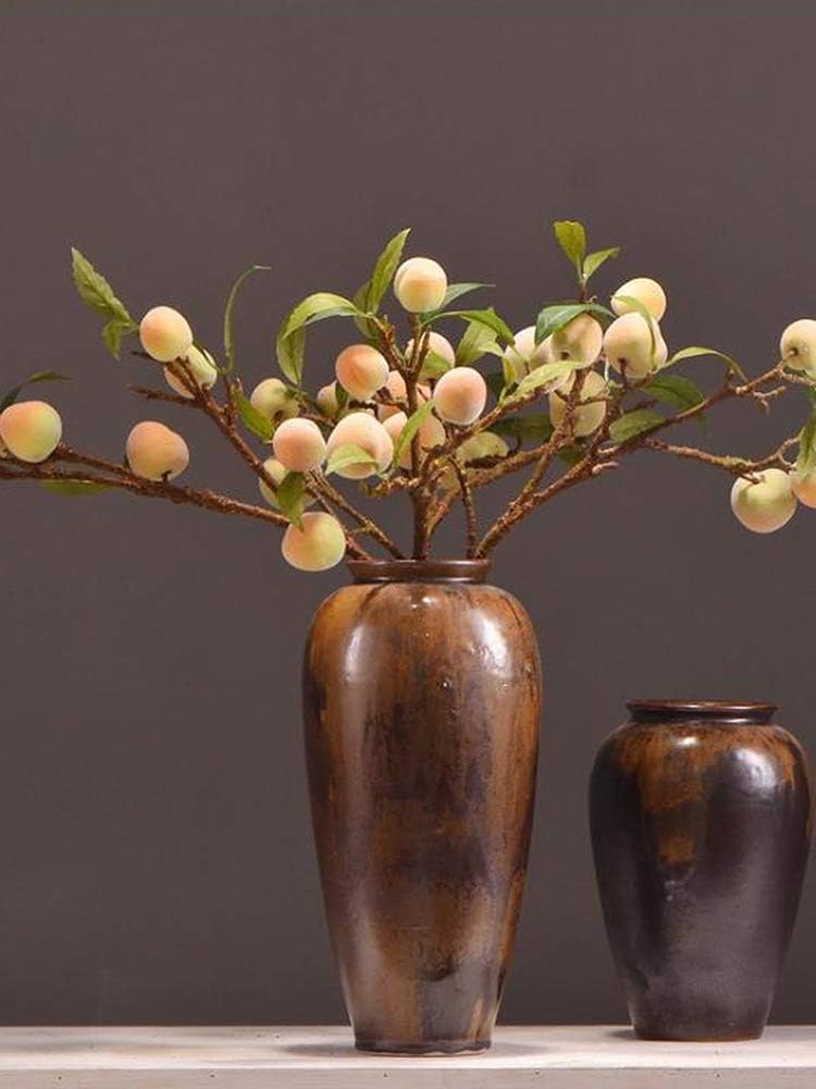 2Pcs Artificial Peach Tree Branches, Faux Fruit Realistic Fruit Bouquet Fake Peach Stem for Vase Kitchen Display Home Wedding Decoration