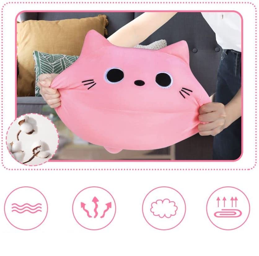 Image of 3D Pink Cat Plush Pillow, Plush Toy Pink Cat, Creative Cat Shape Pillow, Soft Cute Plushies Lumbar Cushion Decoration for Girlfriend Valentines Gift and Children Birthday Gift