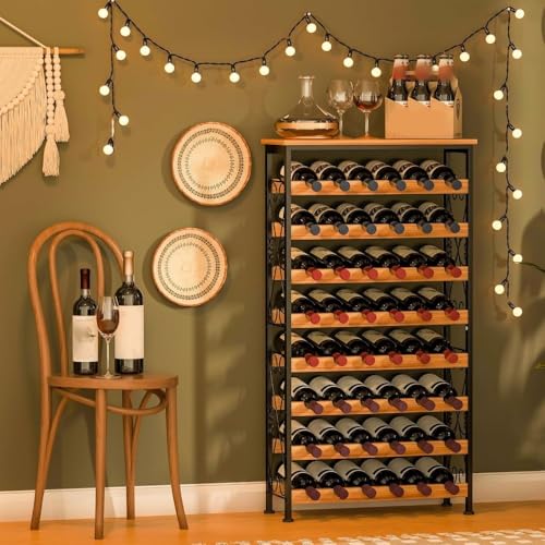 Soporte para Botellas de Vino con Marco Metálico y Madera Acacia miniatura 6