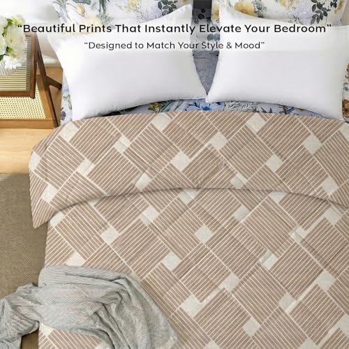 Image of AYKA Reversible AC Comforter 150 GSM Microfiber Summer Blanket Double Bed (90x100 Inches) | Floral Design Cooling Quilt for AC Room | Soft Breathable Duvet Peach & Cream