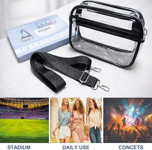 Clear Bag for Stadium Events, Small Clear Purse Satchel Handbag for Women — view 3