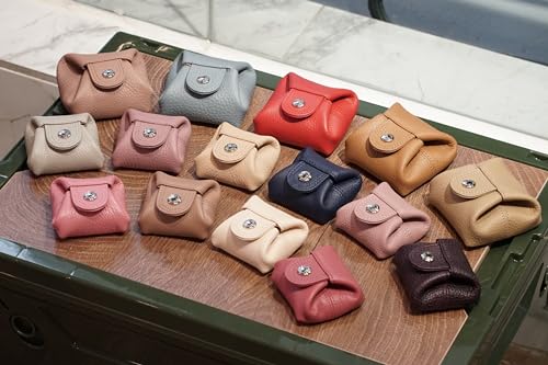 Image of Cockatoo Genuine Leather Coin Pouch Change Holder, Mini Snap Pocket Wallet for Men Women (Macaron Pink, Large)