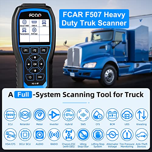 Fcar F507 Heavy Duty Truck Scanner Advanced All System Diesel Diagnostic Scanner For All Truck 2 In 1 Code Reader With Oem Level Abs Transmission Function Fit For Wabco Bendix Allison Zf [New Version] #TOP4