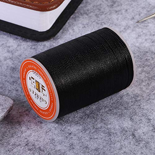 Hilo encerado para coser cuero, rollo de 160 m, cuerda redonda de poliéster 0.45 mm, fuerte y duradera para manualidades, bricolaje y reparación de zapatos (Negro) miniatura 1