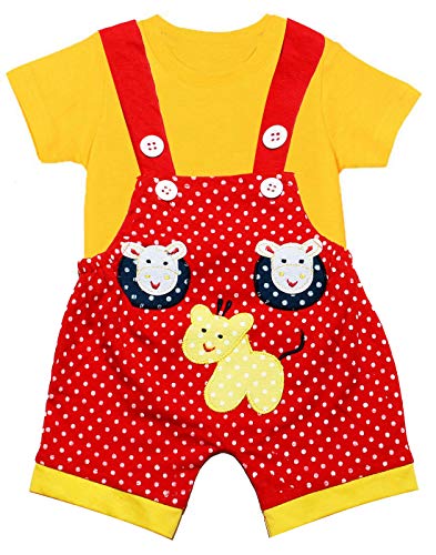 Image of babeezworld dungaree for Boys & Girls casual printed pure cotton-Pack of 2 (9101990001164; Multi Colour)