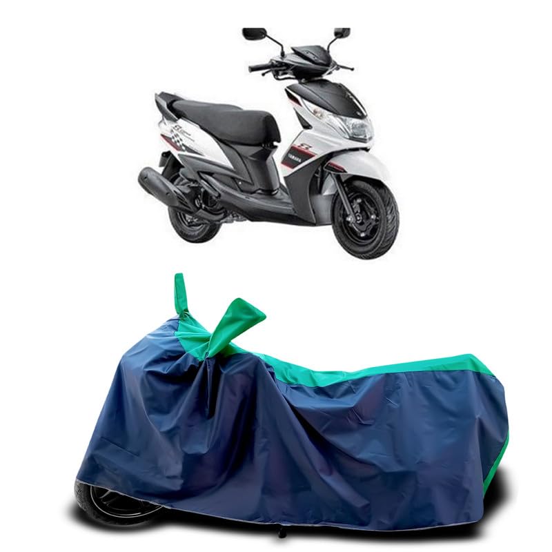 Image of DUFFEL-Two Wheeler Bike Cover Compatible for Yamaha Ray Z Bs6 Heat Protectio /UV-Rays /Birds Dropping /DustProof /Waterproof Indoor Outdoor and Parking Full Protection All Variants [Green Patta]