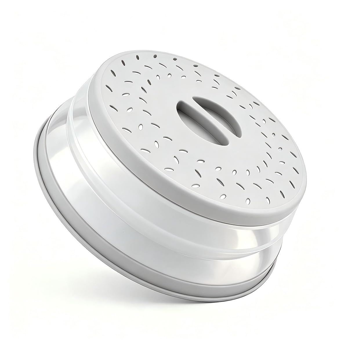 Collapsible Microwave Splatter Cover(Grayish white, 12.3IN)