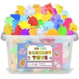 VESPRO 120PCS Mochi Squishy Toys for Kids and Adult, Squishies Squishy Toy Party Favors, Mini Kawaii Squishies Mochi Stress Reliever Anxiety Toys, 3+Ages
