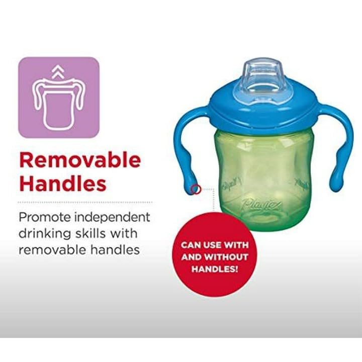 Miniatura 3 de Playtex Baby Sipsters Stage 1, popote y boquilla suave, kit de iniciación de entrenador - azul y verde, 2 unidades