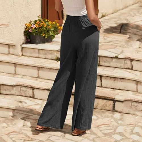 Womens Capri Pants for Summer Petite Length Linen Capris Cropped Pants Plus Size Drawstring Elastic High Waist Joggers2