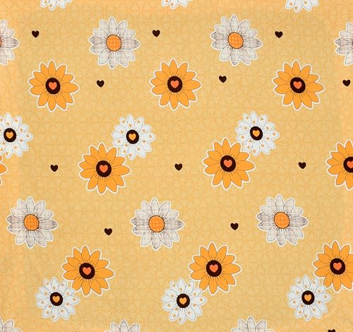 Image of KAWI Elastic Fitted Bedsheet Cotton Blend Double Bed with 2 Pillow Cover (72 inch X 78 inch)- Cream Colour-Yellow Colour Print