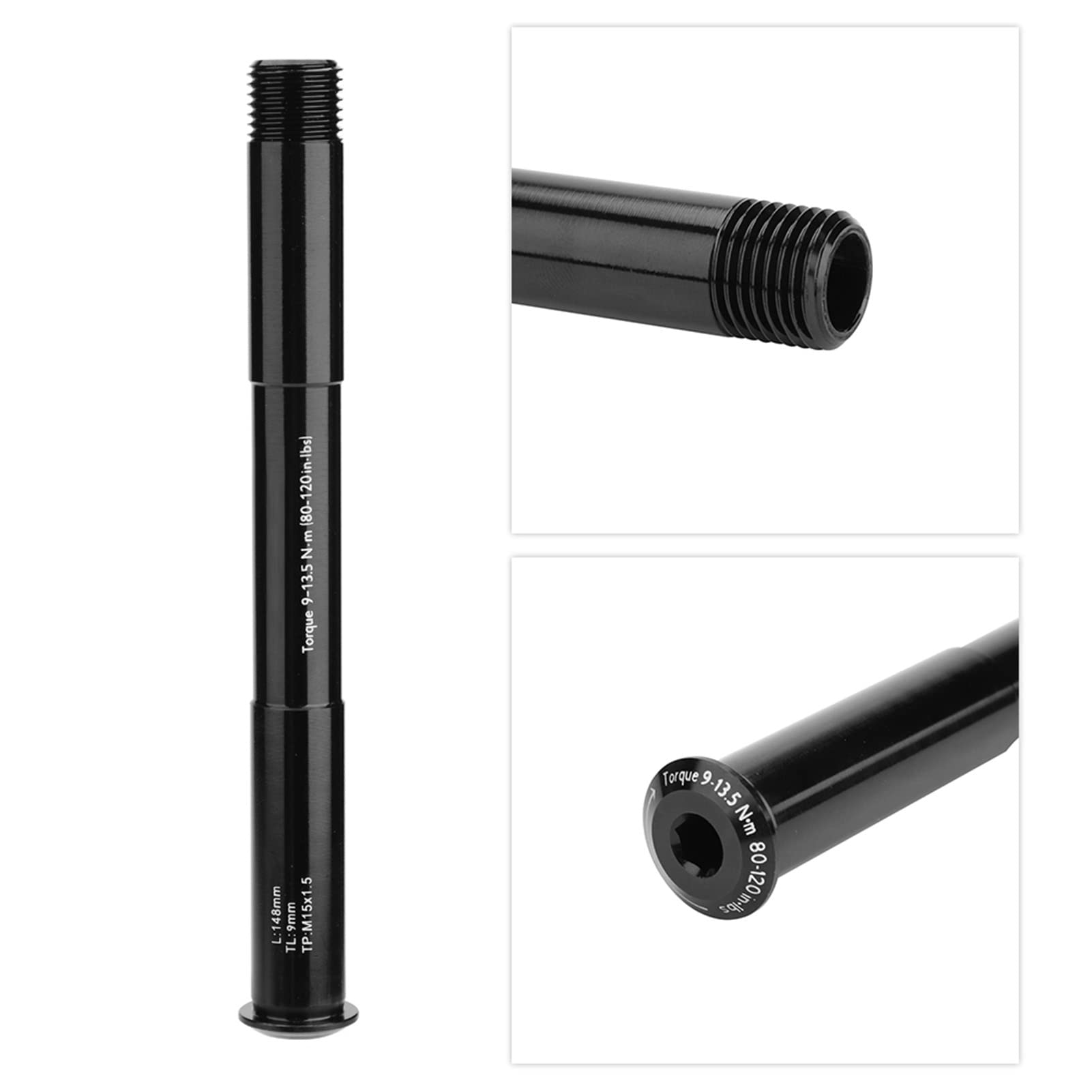 Yosoo Health Gear Piasta przedniego koła rowerowego, oś wtykowa 15 x 100 – wał rurowy ze stopu aluminium do widelca górskiego (148 mm, czarny)