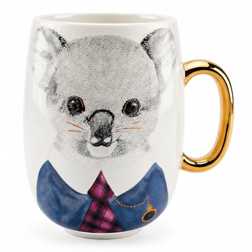 Taza de cerámica animal 24oz con asa dorada miniatura 1
