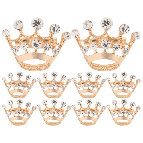 Tinksky Diamante Wedding Party Pageant Tiara Crown Corsage Brooch Pin Valentine's Day Gift, pack of 12, Gold, 2.8 * 2 * 2cm