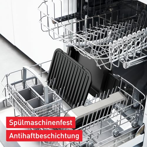 Foto von Tefal OptiGrill 4in1 Kontaktgrill mit Backschale, Aufklappbar, Tischgrill, 9 automatische Programme, Garstufenanzeige, spülmaschinengeeignete Teile, Elektrogrill, Backofen, GC776D10
