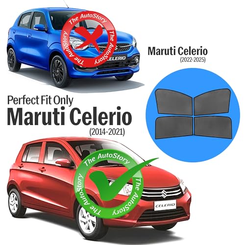 Image of Autostory Custom Fit Black Mesh Car Sunshade for Celerio 2014-2021 | UV & Heat Protection Car Window Curtains | Privacy Car Sun Shade | Breathable Vehicle Specific Side Window Shades