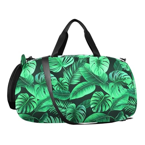 Green Palm Tree Kids Travel Duffel Bag for Boys Girls Overnight Weekend Tote Bag with Shoes Compartment for Gym Sports Dance2