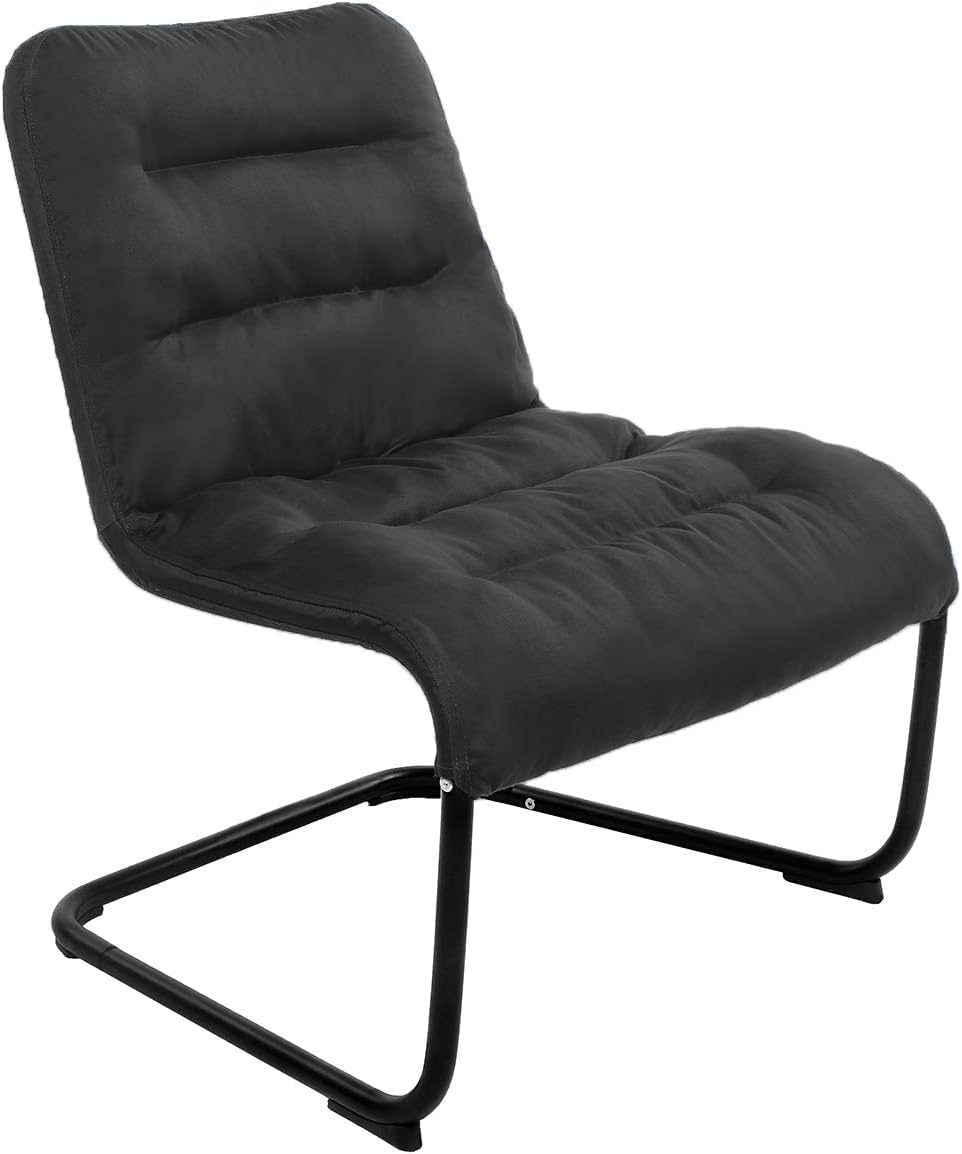 Upholstered Durable Metal Modern Chair with Soft Cushion, Black - Ideal for Bedrooms, Living Rooms, Dorms, Indoor Spaces, Accent and Lounging