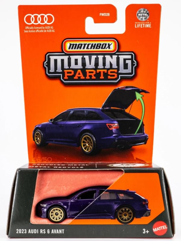Audi RS 6 Avant Matchbox Moving Parts 1:64 Morado miniatura 1