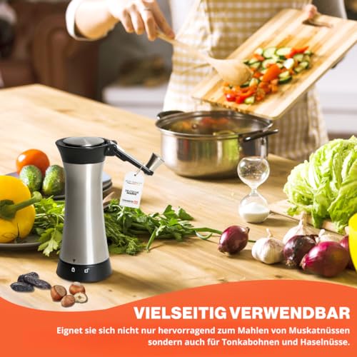 Topanbieter999 Muskatmühle mit Muskatnussfach und Klappbarer Kurbel