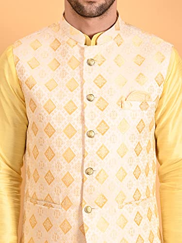 Image of Uri and MacKenzie Men's Silk Blend Kurta Pajama with Designer Ethnic Nehru Jacket /Modi Jacket