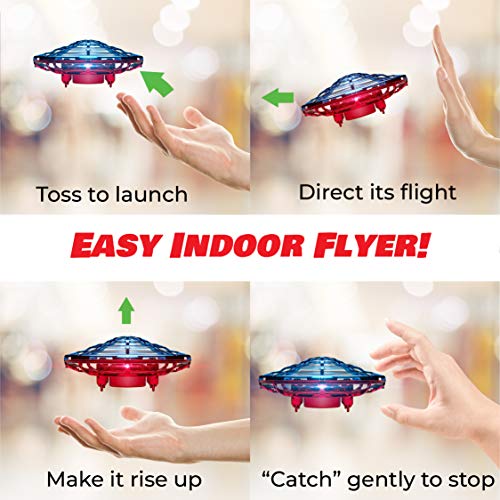 Image of Force1 Scoot Combo Hand Operated Drone for Kids or Adults - Hands Free Motion Sensor Mini Drones, Easy LED Indoor Rechargeable UFO Flying Orb Ball Drone Toys for Boys and Girls (Red /Blue)