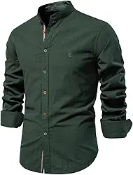 Camisa social masculina 100% algodão cor sólida manga longa qualidade marca camisa para homens primavera stand casual camisas masculinas