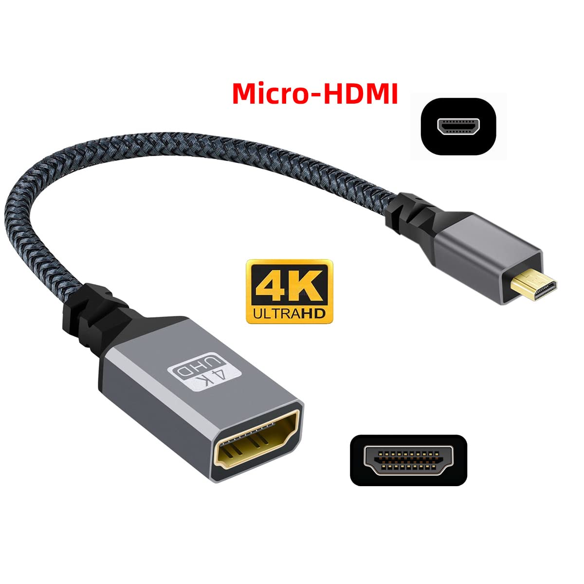 CY 4K Cable Type-D Micro HDMI 1.4 Male Straight to HDMI Female Extension Cable for DV MP4 Camera DC Laptop HDTV - Image 2