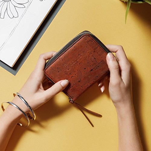 Cork RFID Square Wallet – Women’s Wallet - RFID Blocking - Vegan Leather – Cruelty Free – Eco Friendly - Red3