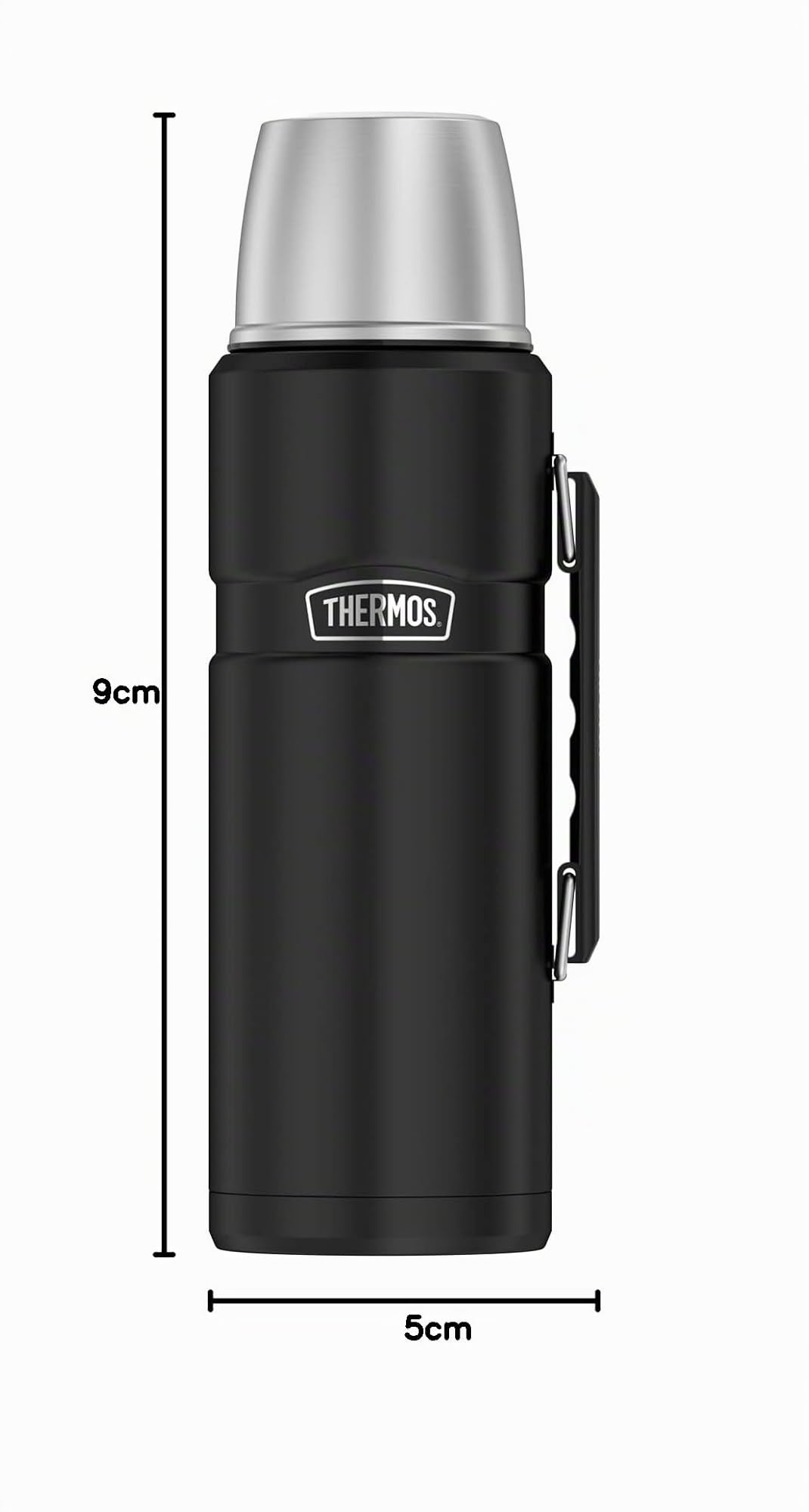 THERMOS Thermos King in acciaio inox, nero 1,2 l, thermos con bicchiere 4003.232.120 lavabile in lavastoviglie, thermos mantiene caldo 24 ore freddo per 24 ore, senza BPA