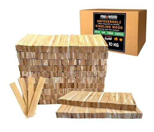 PINI Anmachholz de leña de roble 10 kg de leña para chimenea, barbacoa, fogata, brasero