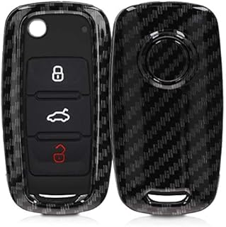 kwmobile Car Key Cover Compatible with VW Skoda SEAT 3 Button Car Key - Hard Case - Carbon Black
