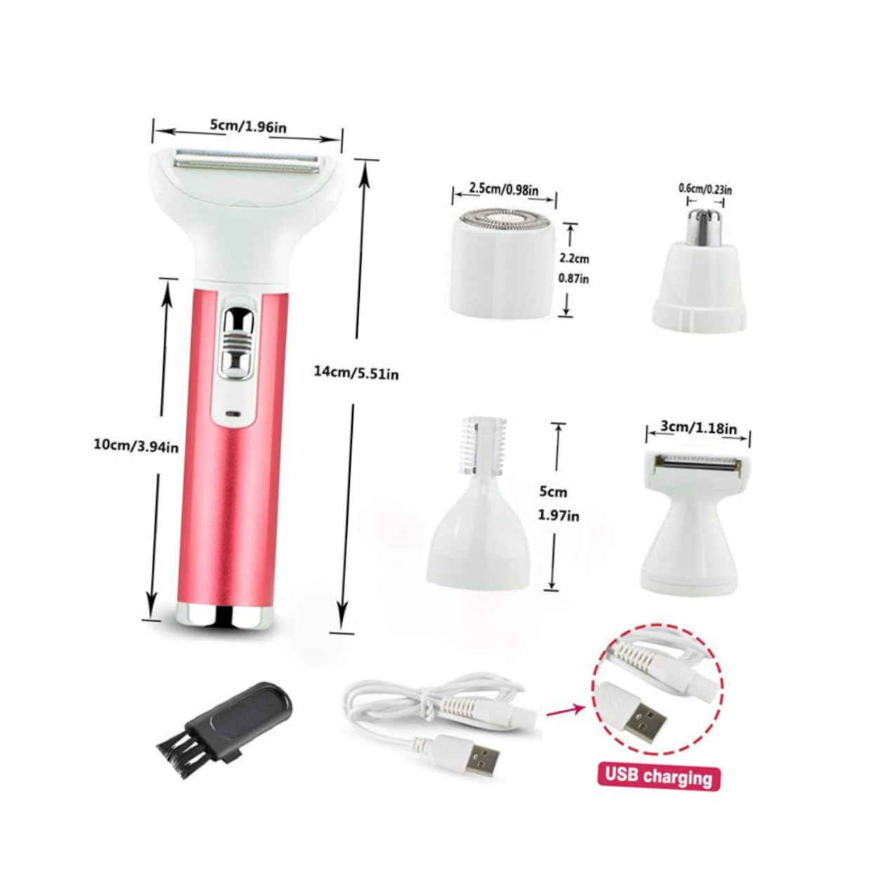 Beatifufu 1Set Removal Device for Women Rechargeable Shaver Portable Trimmer for Body Face Eyebrows and Nose Hair Lightweight Design