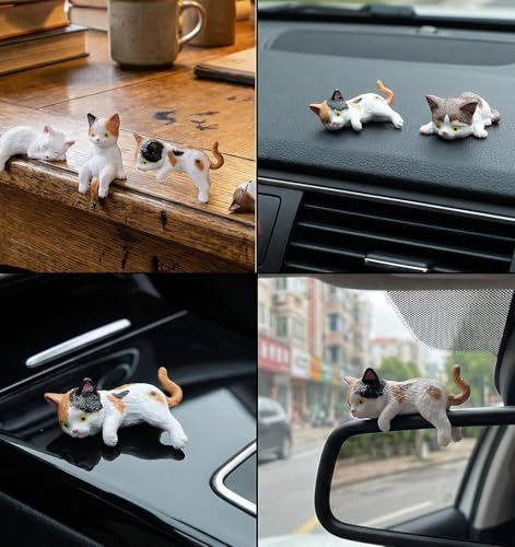 Image of 5Pcs Car Decor Accessories, Car Toys for Car Interior, Sleeping Cat Figurines for Rearview Mirror Home Office Any Occasion (5pcs(Multicolor) B)