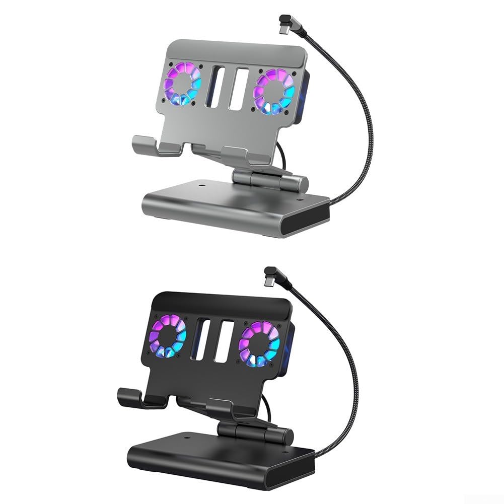 6-in-1 Gaming-Dockingstation, integrierter Lüfter und RGB-Beleuchtung, 4K@60Hz, 100W PD-Ladefunktion, verstellbarer Ständer, tragbare Dockingstation für Steam Deck(Schwarz)