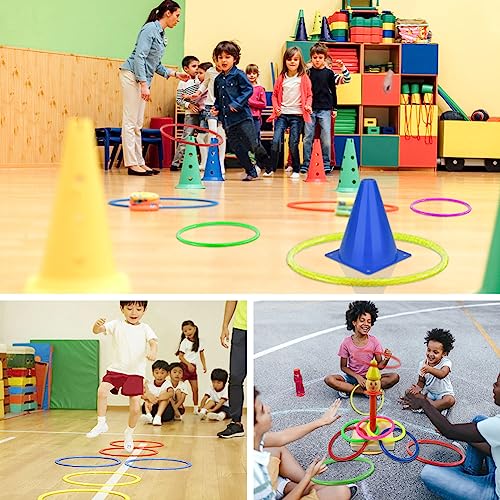 OOTSR 12 stücke Kunststoff Toss Ringe Set für Ring Toss Spiel, 22cm und 30cm Drinnen draußen Kinder Target Übungsspiele, Party Favor Spiele, Karneval, Garten (6 Farben)