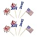 32 Pcs Independence Day Cupcake Toppers Glitter National Flag Cake Topper Picks Toothpick Toppers 4th of July Flag Day Photo Props for Patriotic Party Supplies(FLAG)