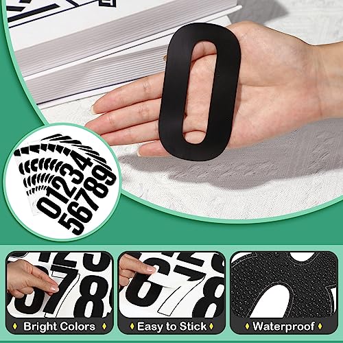 Image of Qilery 32 Sheets 4 Inch Letter and Number Stickers Self Adhesive Vinyl Letters Alphabet Stickers Big Font Letters Number Tags for School Classroom Home Mailbox Decor (Black)