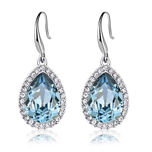 Austrian Crystal Teardrop Dangle Drop Earrings for Women Dangling 14K Gold Plated Hypoallergenic Jewelry