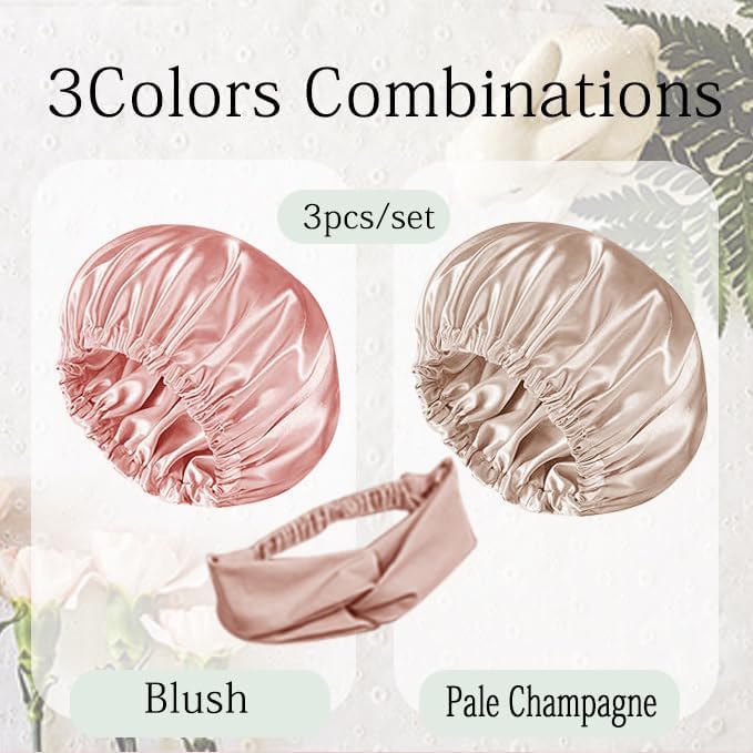 Hair Bonnets 3Pcs Satin Bonnet For Sleeping Silky Bonnets Womens Silk Bonnet Night Caps Curly Hair Sleep Cap For Women - Image 2