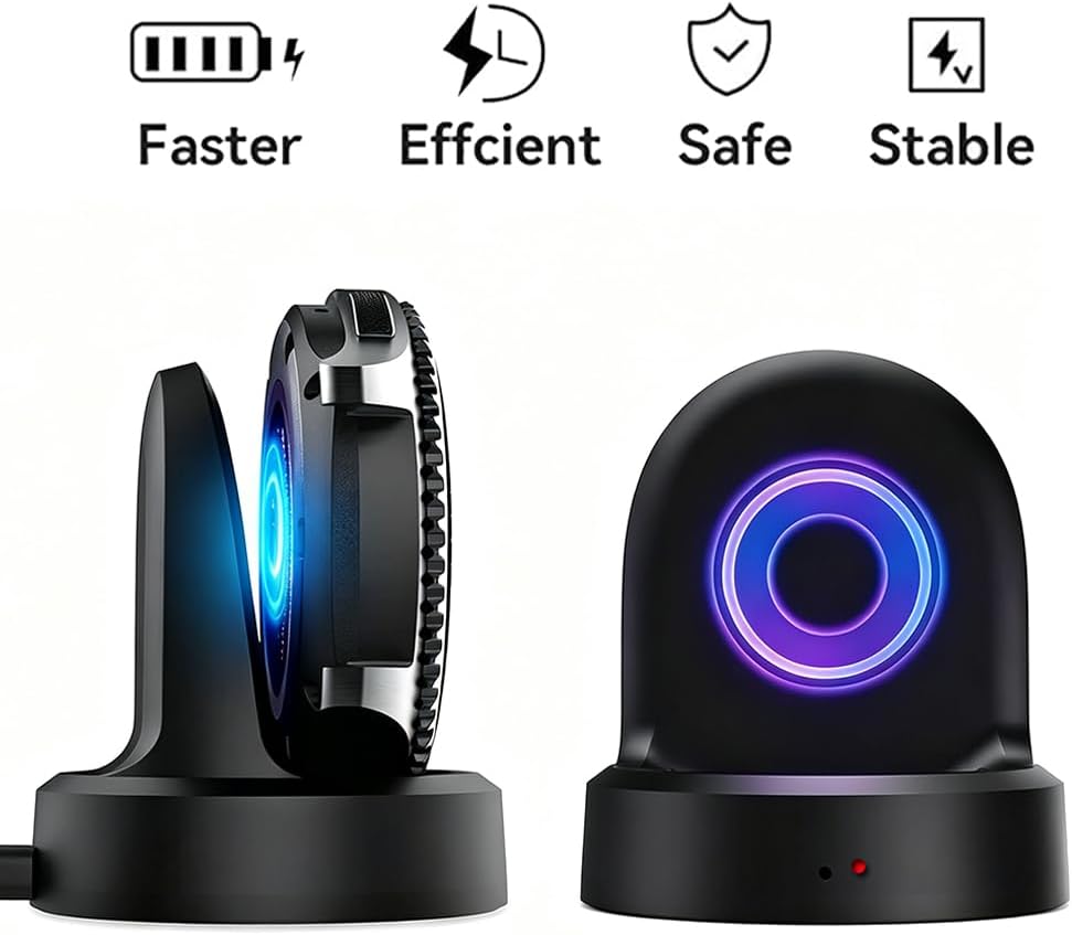 for Gear S3/S2 Universal Charger, Replacement Charging Cradle Dock Compatible with Samsung Gear S3 Classic/Frontier/Gear S2 Classic Smart Watch, Charging Stand with Micro USB Cable(Black)