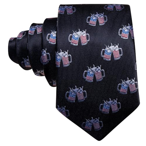 Image of Barry.Wang Fun Animal Ties for Men Designer Handkerchief Cufflink WOVEN Casual Necktie Set Festival