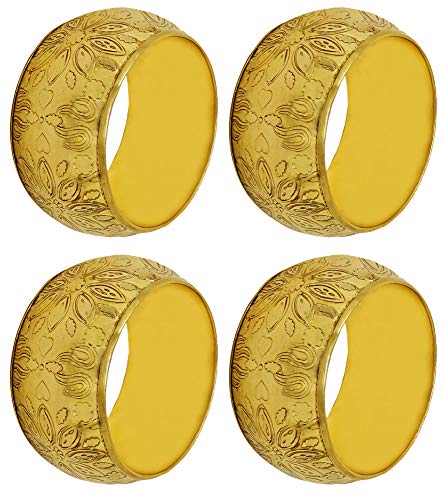 SKAVIJ Napkin Rings Set of 4 for Dinner Parties, New Year, Christmas, Dining Table Decoration Handmade Floral Napkin…