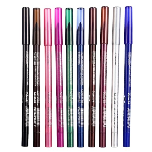10 Bolígrafos Coloridos De Gel De Sombra De Ojos, Delineador De Ojos, Bolígrafos Para Sombras De Ojos A Prueba De Manchas, Acabado Impermeable, Mezcla Y Edificable, 8.8g, Para Amantes De La Belleza Ma