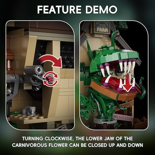 Image of Halloween Haunted House Building Set Man-Eating Flower Farm Architecture Model Kit for Adults Spooky Cottage with Giant Carnivorous Plants Warning Signs Gothic Horror Home Decor Gift 958 PCS