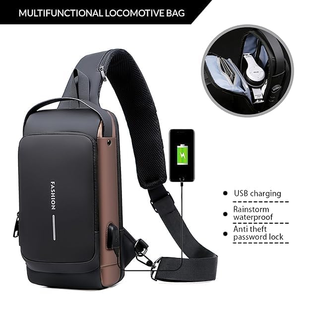 RUJVE Waterproof Unisex Sling Bag Anti Theft | USB Charging Port Shoulder Backpack with Multifunctional Use for Travel, Hiking, Camping, Daily Out | Crossbody Chest Bags Pack of - 1 5 51A8b4hCGrL