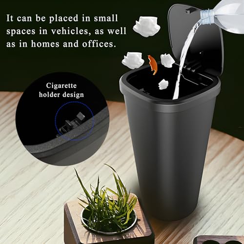 Image of Car Trash Can with Lid, Mini Car Cup Holder Garbage Organizer with 30 Trash Bags, Leakproof & Waterproof Garbage Can Bin for Vehicle Office Home, Universal Car Accessories